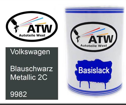 Volkswagen, Blauschwarz Metallic 2C, 9982: 500ml Lackdose, von ATW Autoteile West.